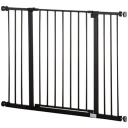 image-Pressure Fit Dog Gate Pet Barrier for stairs doorway, 76-107cm Width Black