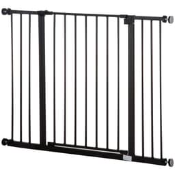 image-Pressure Fit Dog Gate Pet Barrier for stairs doorway, 76-107cm Width Black