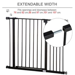 image-Pressure Fit Dog Gate Pet Barrier for stairs doorway, 76-107cm Width Black