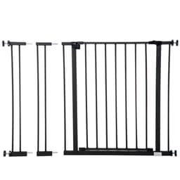image-Pressure Fit Dog Gate Pet Barrier for stairs doorway, 76-107cm Width Black