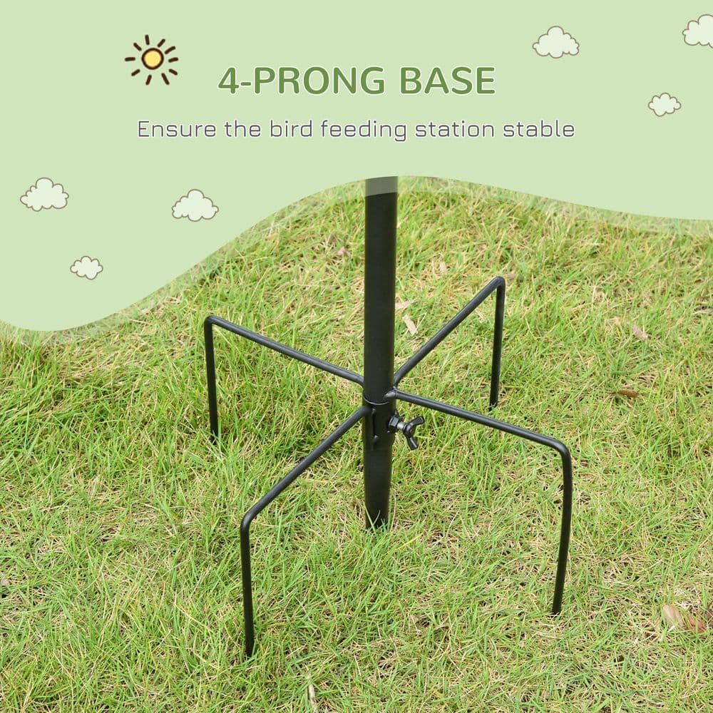 image-Bird Feeding Station Kit Wild Bird Feeder Pole w/ 6 Hooks 4 Hanging Feeders