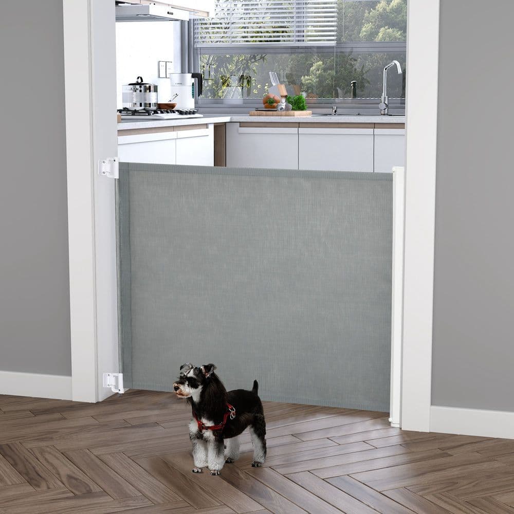 image-Retractable Safety Gate Folding Pet Barrier, for Doorways, Staircases, Hallways