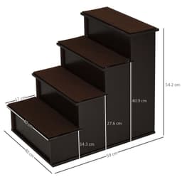 image-4-Step Wooden Pet Stair Steps with Soft Short Plush Cushions Dog Ladder for Bed