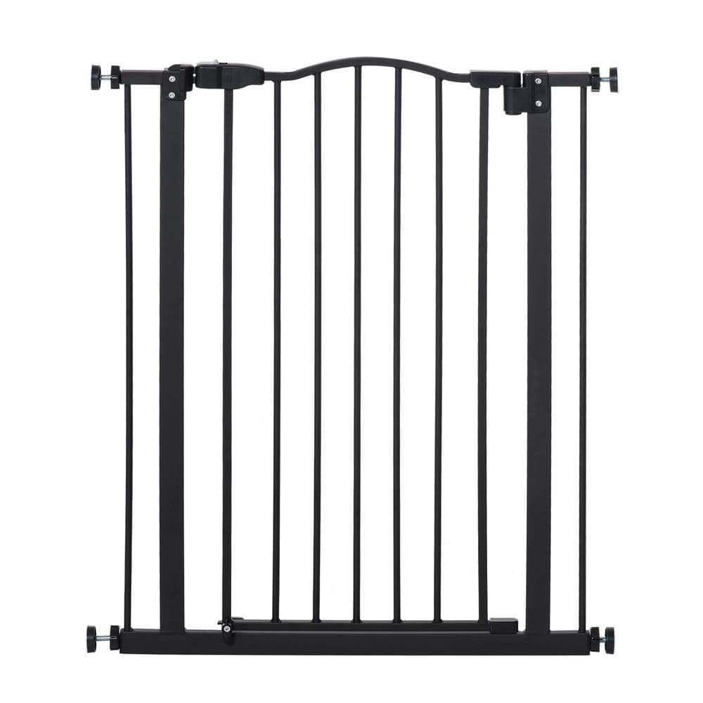 image-74-80cm Adjustable Metal Pet Gate Safety Barrier w/ Auto-Close Door Black