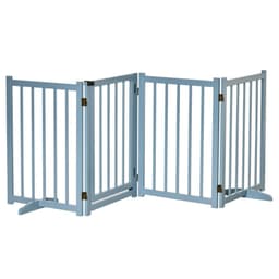 image-Wooden Foldable Dog Safety Barrier w/ 4 Panels for Small&Medium Dogs Blue Grey