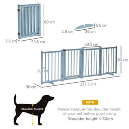 image-Wooden Foldable Dog Safety Barrier w/ 4 Panels for Small&Medium Dogs Blue Grey