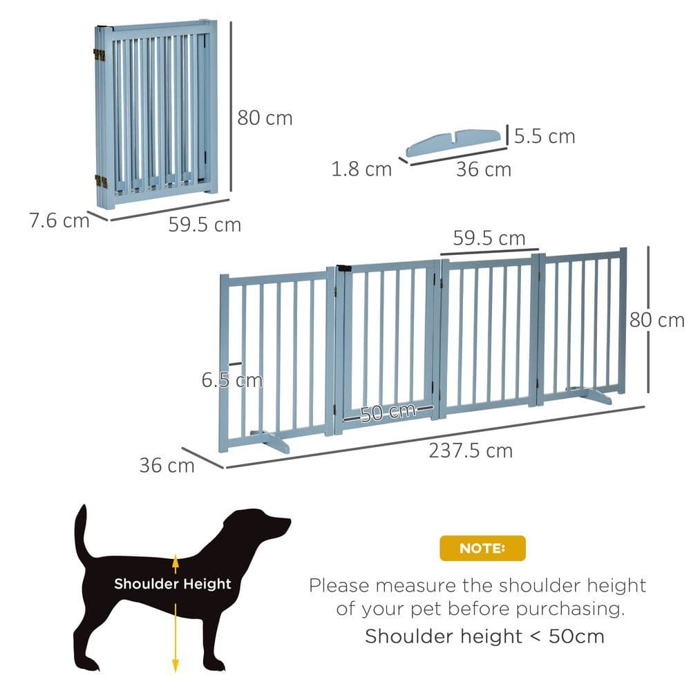 image-Wooden Foldable Dog Safety Barrier w/ 4 Panels for Small&Medium Dogs Blue Grey