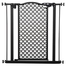 image-74-80 cm Pet Safety Gate Stair Pressure Fit w/ Auto Close Double Locking, Black