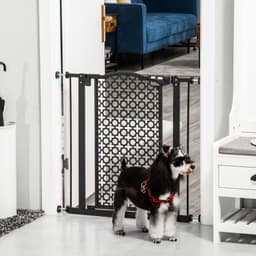 image-74-80 cm Pet Safety Gate Stair Pressure Fit w/ Auto Close Double Locking, Black