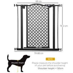 image-74-80 cm Pet Safety Gate Stair Pressure Fit w/ Auto Close Double Locking, Black