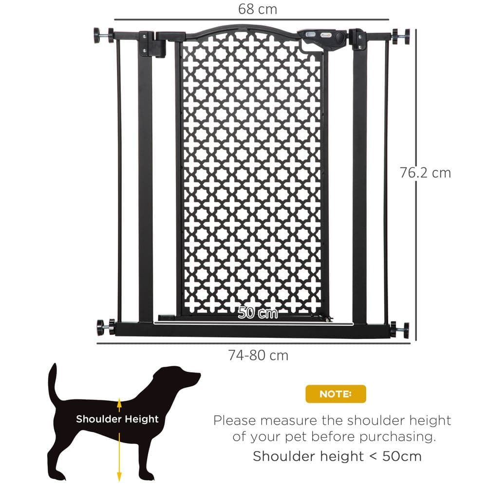 image-74-80 cm Pet Safety Gate Stair Pressure Fit w/ Auto Close Double Locking, Black