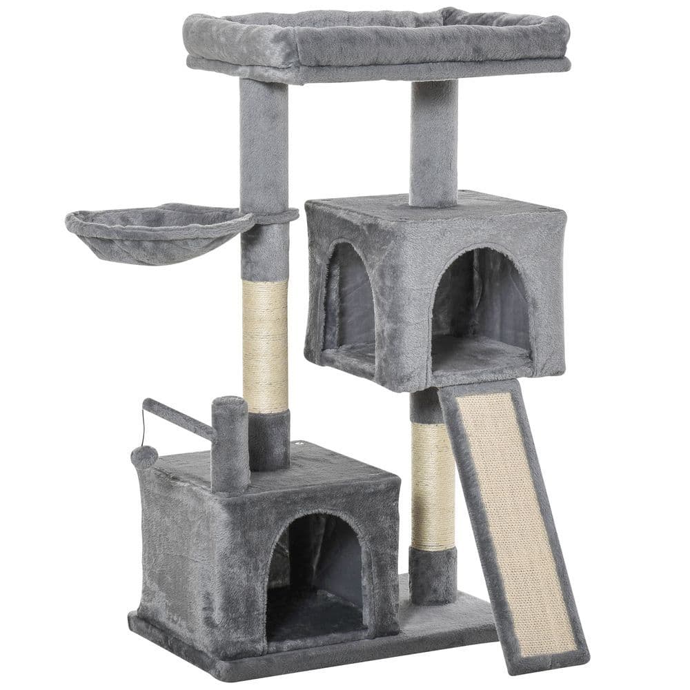image-Cat Tree Tower w/ Sisal Scratching Posts Pad Hanging Ball Perch Condo Hammock
