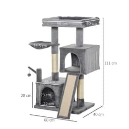 image-Cat Tree Tower w/ Sisal Scratching Posts Pad Hanging Ball Perch Condo Hammock