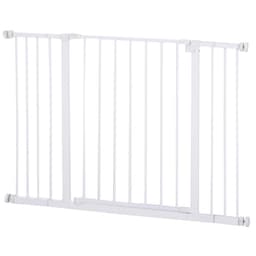 image-Pressure Fit Dog Gate Pet Barrier for stairs doorway, 76-107cm Width White
