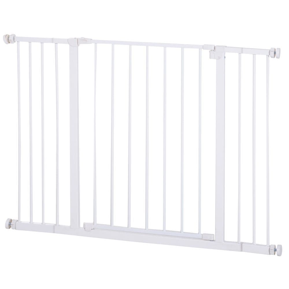 image-Pressure Fit Dog Gate Pet Barrier for stairs doorway, 76-107cm Width White