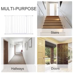 image-Pressure Fit Dog Gate Pet Barrier for stairs doorway, 76-107cm Width White
