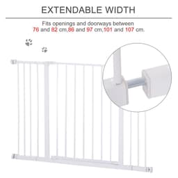 image-Pressure Fit Dog Gate Pet Barrier for stairs doorway, 76-107cm Width White