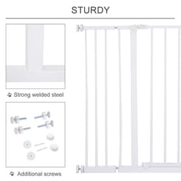 image-Pressure Fit Dog Gate Pet Barrier for stairs doorway, 76-107cm Width White