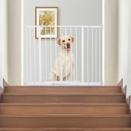 image-Pressure Fit Dog Gate Pet Barrier for stairs doorway, 76-107cm Width White