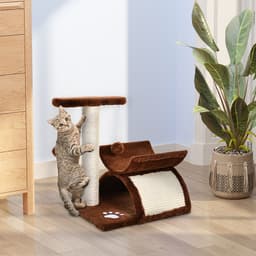 image-Cat Tree Plush Scratcher Kitty Activity Play Center Top Bar Tunnel Dangling Ball