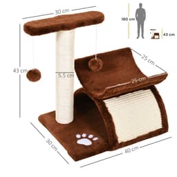 image-Cat Tree Plush Scratcher Kitty Activity Play Center Top Bar Tunnel Dangling Ball