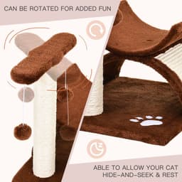 image-Cat Tree Plush Scratcher Kitty Activity Play Center Top Bar Tunnel Dangling Ball