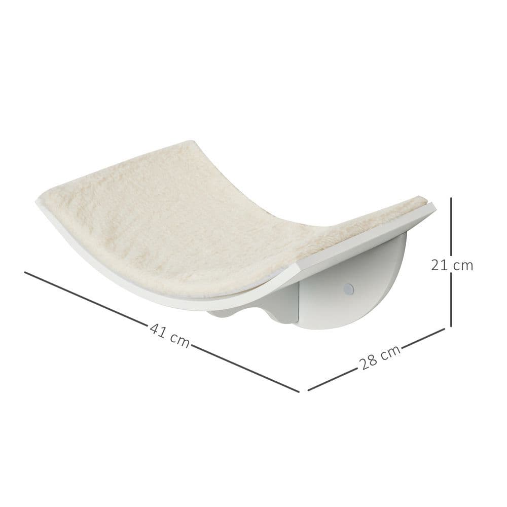 image-Wood Cat Shelf Shelter Kitten Bed Curved Climber Wall-Mounted Berber Fleece