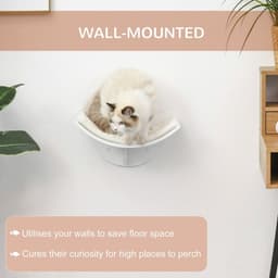 image-Wood Cat Shelf Shelter Kitten Bed Curved Climber Wall-Mounted Berber Fleece