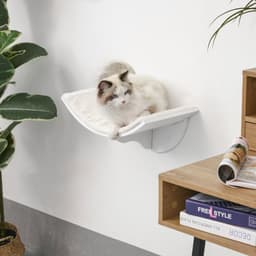 image-Wood Cat Shelf Shelter Kitten Bed Curved Climber Wall-Mounted Berber Fleece