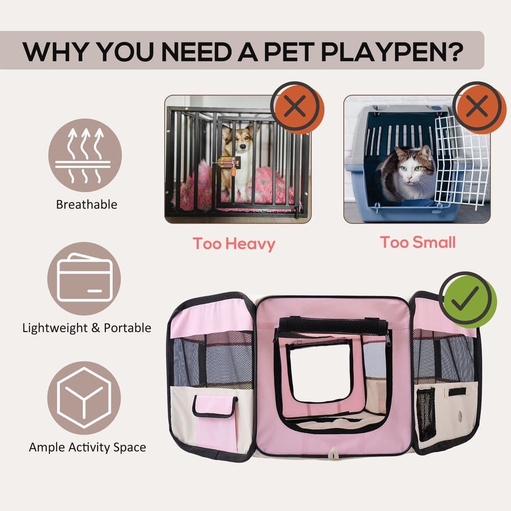 image-Fabric Pet Puppy Dog Cat Rabbit Pig Guinea Playpen Play Pen Run S M L 3 Colour