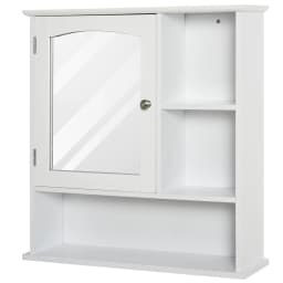 image-Wall Mount Mirror Cabinet Bathroom Storage Single Door Mounted Glass Cupboard