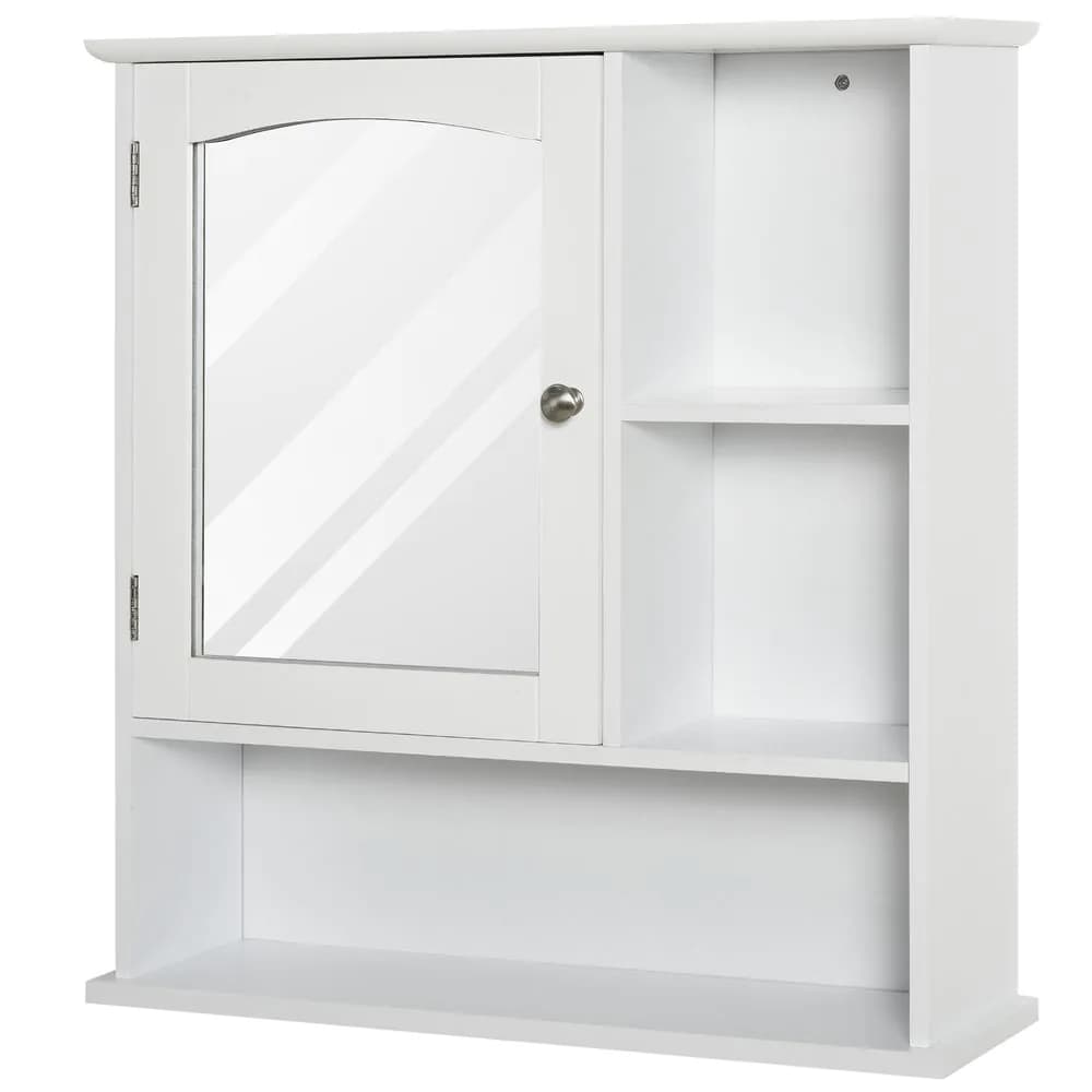 image-Wall Mount Mirror Cabinet Bathroom Storage Single Door Mounted Glass Cupboard