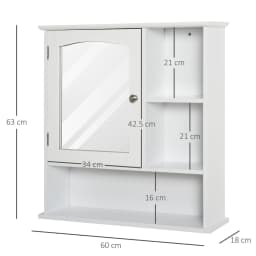 image-Wall Mount Mirror Cabinet Bathroom Storage Single Door Mounted Glass Cupboard
