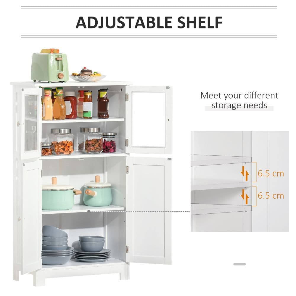 image-Bathroom Floor Storage Cabinet with Tempered Glass Doors White