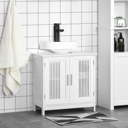 image-Modern Under Sink Cabinet with 2 Doors, Bathroom Vanity Unit, White