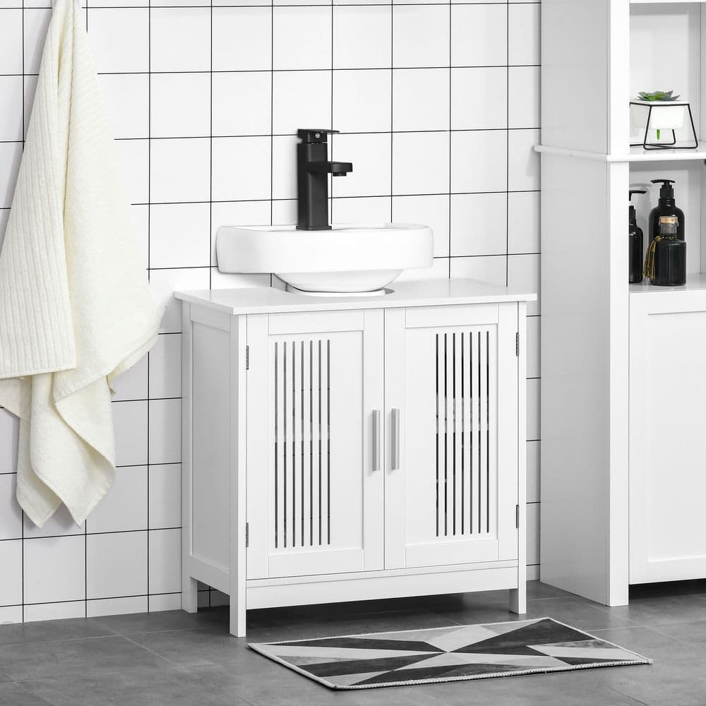 image-Modern Under Sink Cabinet with 2 Doors, Bathroom Vanity Unit, White