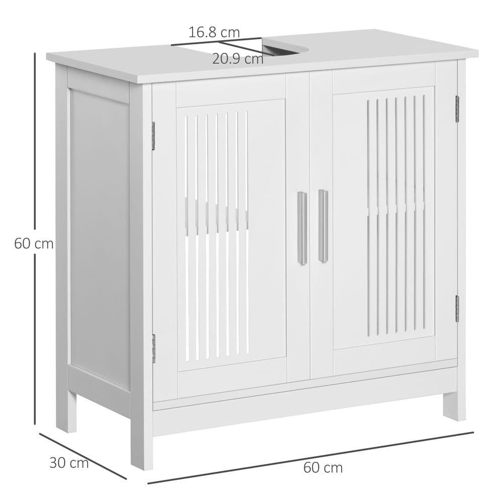 image-Modern Under Sink Cabinet with 2 Doors, Bathroom Vanity Unit, White
