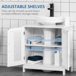 image-Modern Under Sink Cabinet with 2 Doors, Bathroom Vanity Unit, White