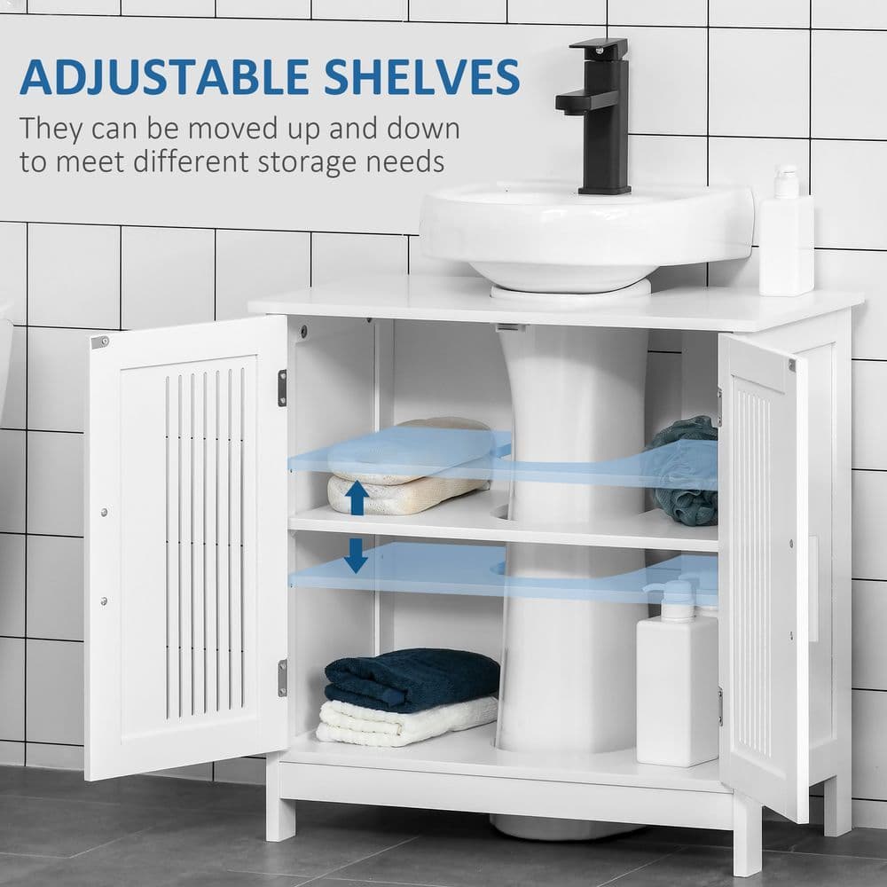 image-Modern Under Sink Cabinet with 2 Doors, Bathroom Vanity Unit, White