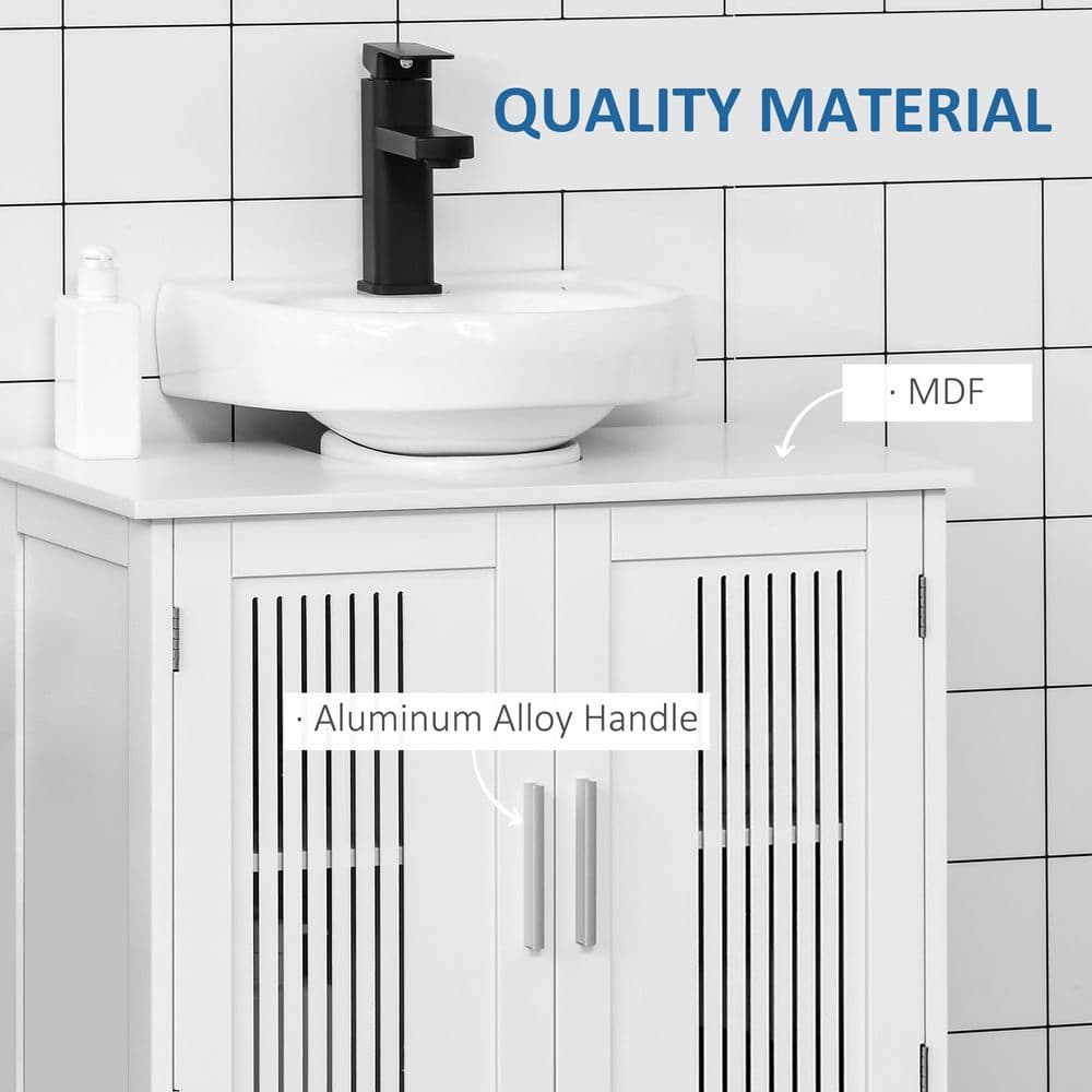 image-Modern Under Sink Cabinet with 2 Doors, Bathroom Vanity Unit, White