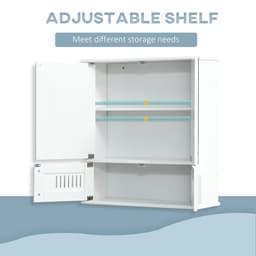 image-Bathroom Mirror Cabinet, Wall Mounted Storage Cupboard Double Doors White