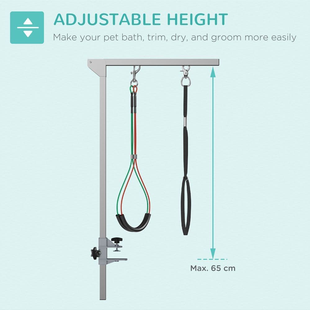 image-Adjustable Pet Grooming Arm Foldable Grooming Holder w/ Clamp, for Medium Dogs