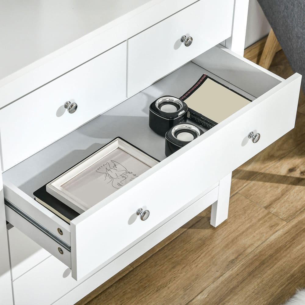 image-Modern Chest of Drawers, 5 Drawer Storage Cabinet White