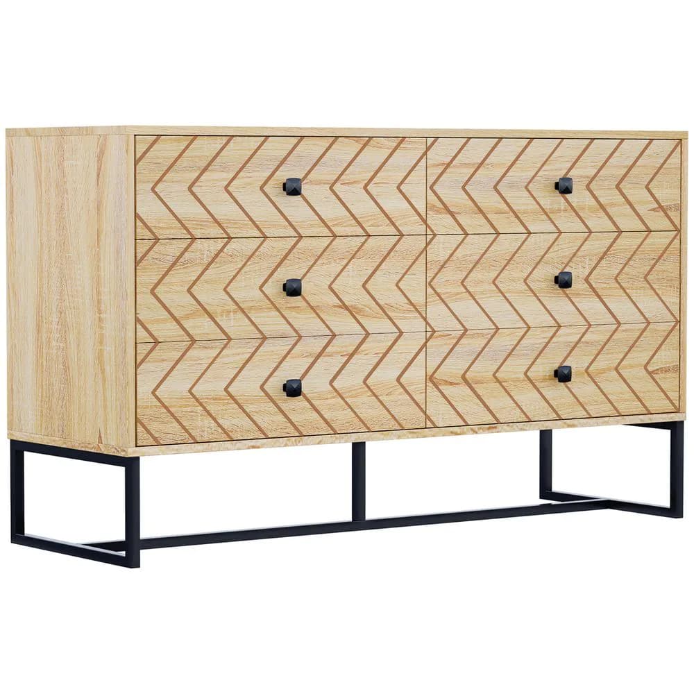 image-6 Drawers Storage Unit Hallway Bedroom Living Room Cabinet Zig Zag Design