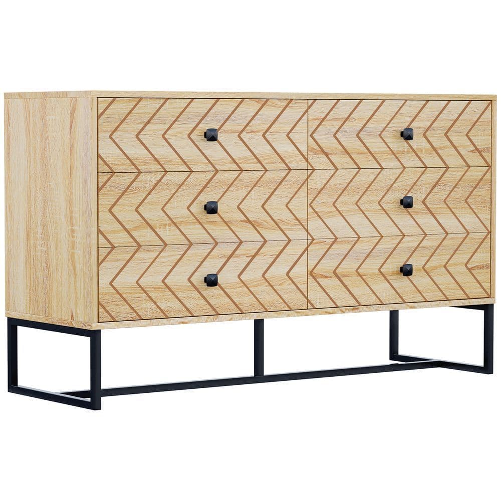 image-6 Drawers Storage Unit Hallway Bedroom Living Room Cabinet Zig Zag Design