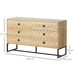 image-6 Drawers Storage Unit Hallway Bedroom Living Room Cabinet Zig Zag Design