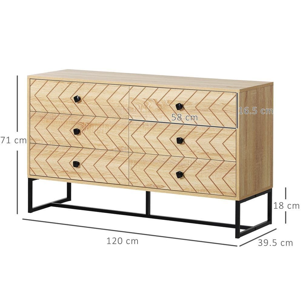 image-6 Drawers Storage Unit Hallway Bedroom Living Room Cabinet Zig Zag Design