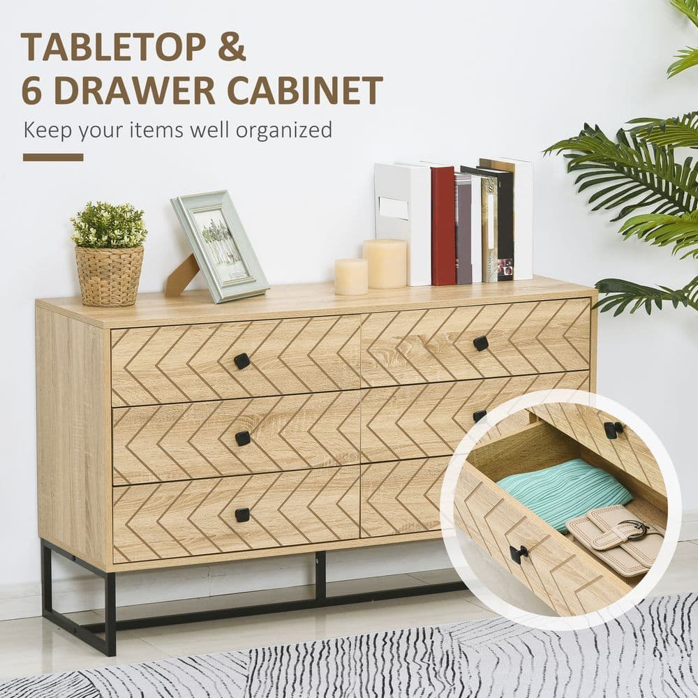 image-6 Drawers Storage Unit Hallway Bedroom Living Room Cabinet Zig Zag Design