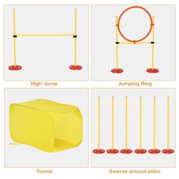 image-Outdoor 4 PCs Dog Pet Agility Training Equipment Backyard Starter Course Set