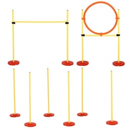 image-Portable Pet Agility Training Obstacle Set for Jumping Pole,Ring,Turnstile poles